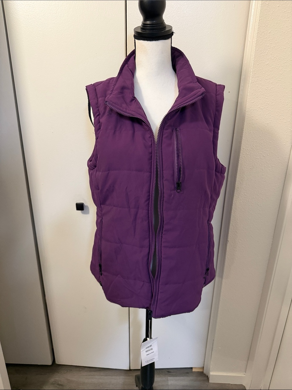 Women's Purple Quilted Zip-Front Sleeveless Vest